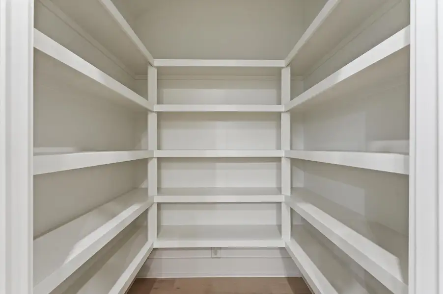 Walk-in kitchen pantry.