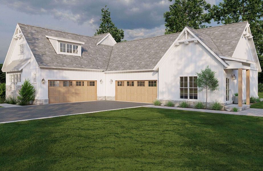 Representative exterior photo of a completed home built from the Slade by Zeal Home Builders in Oak Water Ranch, Granbury, TX (Image 13). Representative exterior photo of a completed home built from the Slade by Zeal Home Builders in Oak Water Ranch, Granbury, TX (Image 13).