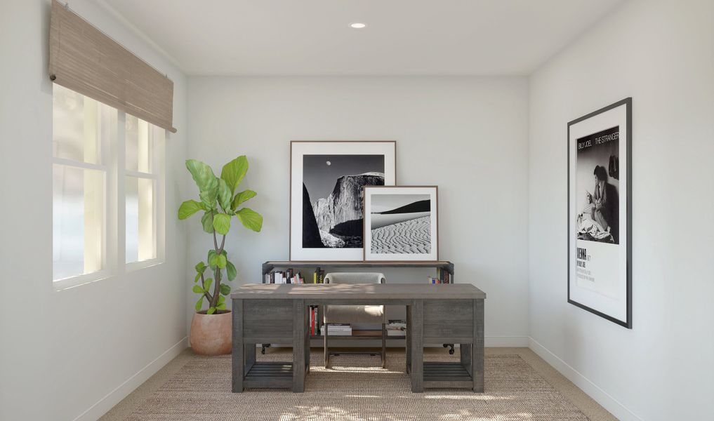 Private home office with double barn doors