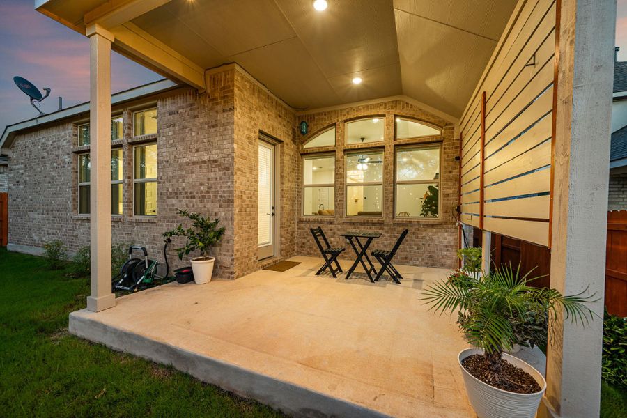 An inviting covered patio offers an ideal setting for outdoor enjoyment. An inviting covered patio offers an ideal setting for outdoor enjoyment.