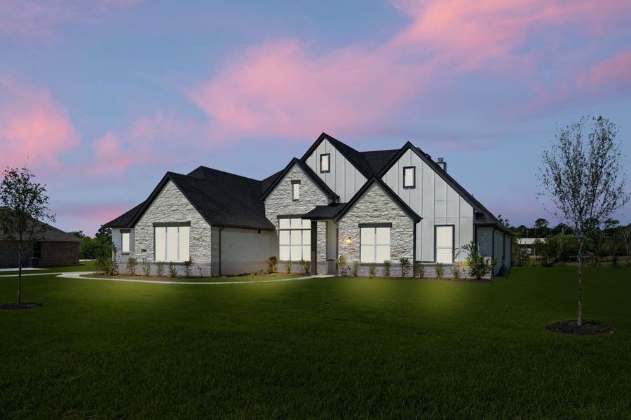 Front exterior of a new home in Mockingbird Hills - Premiere Series, Joshua, TX, highlighting curb appeal (Image 20).