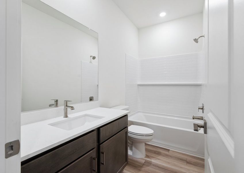 Secondary bathrooms are the perfect space for family and friends to get ready.