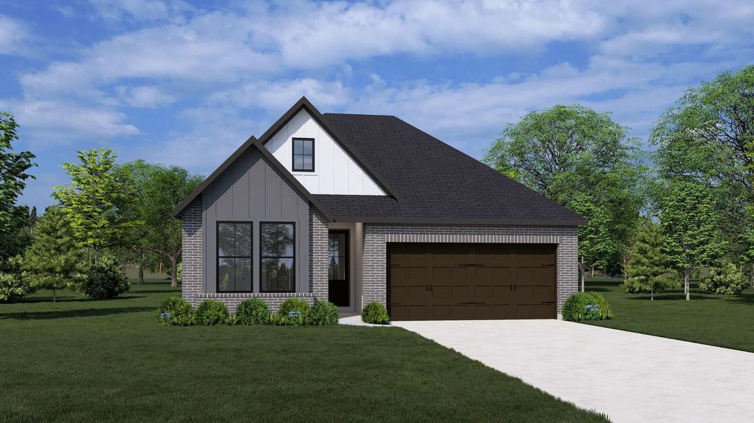 brick and board and batten house