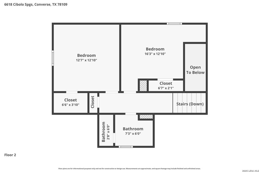 2D floor plan layout of this home in Willow View, Converse, TX (Image 6).