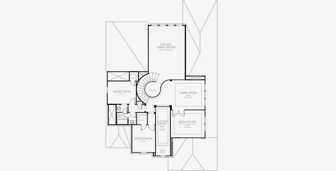 2D floor plan layout for the 3399W by Perry Homes in The Highlands 60', Porter, TX (Image 6).
