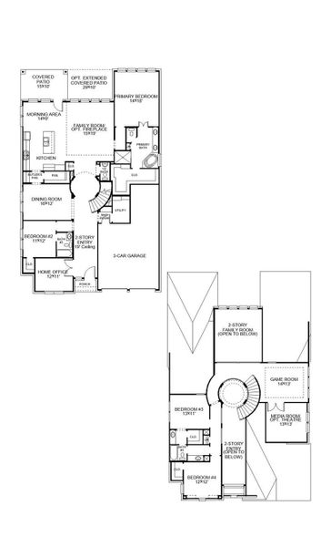 2D floor plan layout of this home in Bridgeland 55', Cypress, TX (Image 2). 2D floor plan layout of this home in Bridgeland 55', Cypress, TX (Image 2).