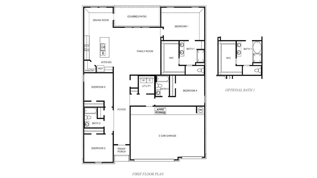 2D floor plan layout for the Fairfield by D.R. Horton in Holly Trails, Sour Lake, TX (Image 2). 2D floor plan layout for the Fairfield by D.R. Horton in Holly Trails, Sour Lake, TX (Image 2).