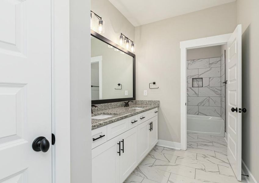 Secondary bath with oversized vanity