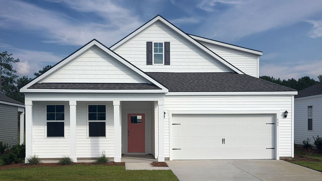 Front exterior of a new home in Dove Crossing, Conway, SC, highlighting curb appeal (Image 2).