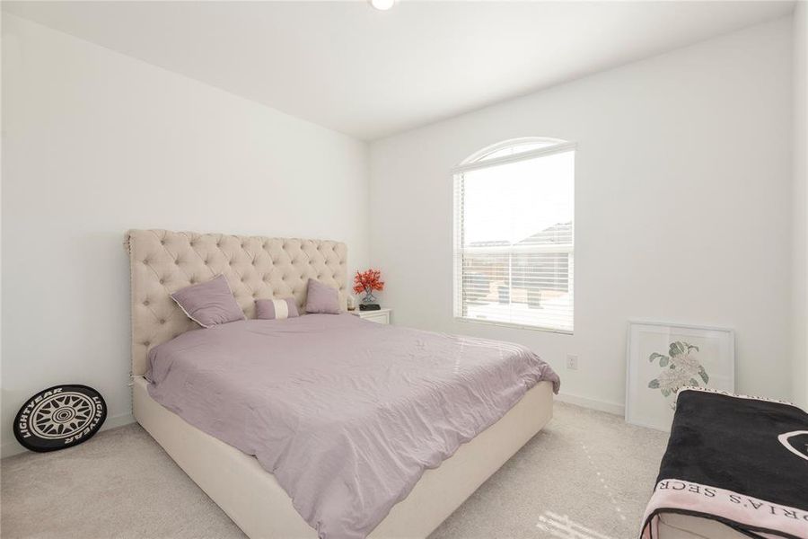 Carpeted bedroom with baseboards Carpeted bedroom with baseboards