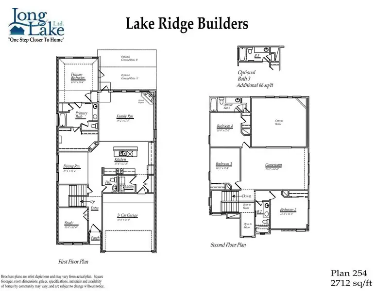 2D floor plan layout for the 254 by Long Lake Ltd. in Grand Magnolia, Magnolia, TX (Image 3).