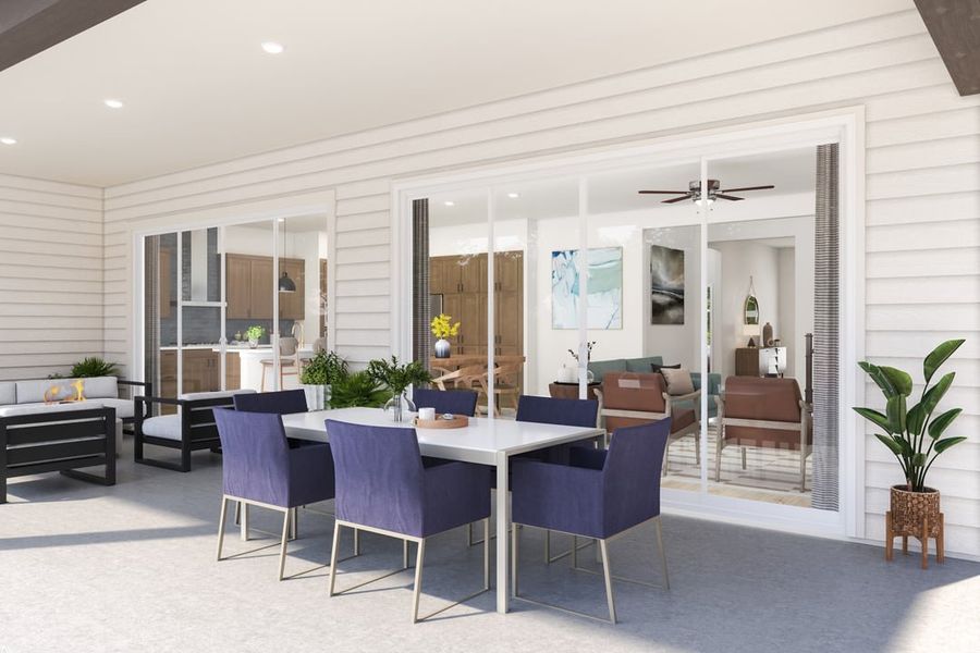 Exterior details and patio area of a home in Capitol Collection at Lariat, Liberty Hill (Image 2).