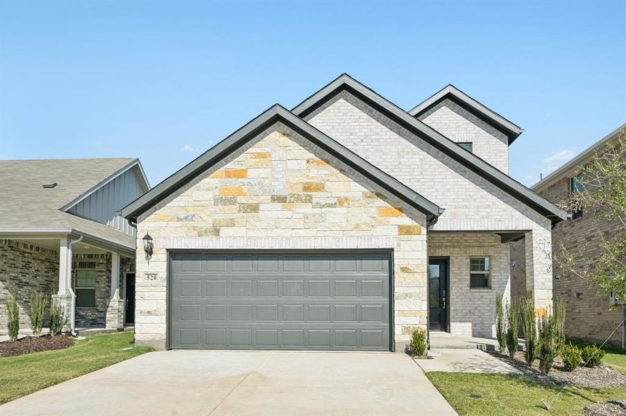 Front exterior of a new home in Simpson Crossing - Spring Series, McKinney, TX, highlighting curb appeal (Image 1). Front exterior of a new home in Simpson Crossing - Spring Series, McKinney, TX, highlighting curb appeal (Image 1).