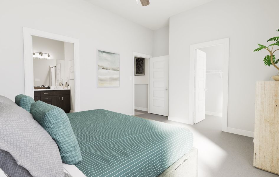 Bright Primary Bedroom With Natural Light in The Harrington