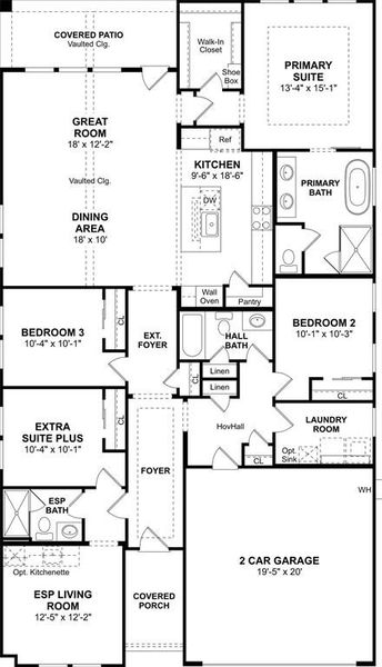 2D floor plan layout of this home in Timberbrook, Justin, TX (Image 3). 2D floor plan layout of this home in Timberbrook, Justin, TX (Image 3).