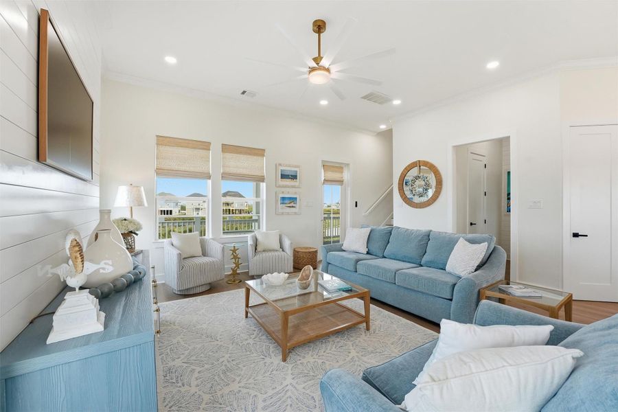 Coastal elegance and decor from entry and throuhout