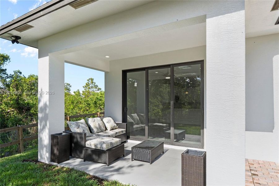 Covered patio seating area