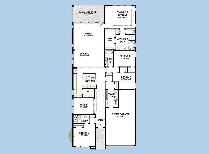 2D floor plan layout for the The Brookford by David Weekley Homes in The George - Enclave Collection, Richmond, TX (Image 3). 2D floor plan layout for the The Brookford by David Weekley Homes in The George - Enclave Collection, Richmond, TX (Image 3).