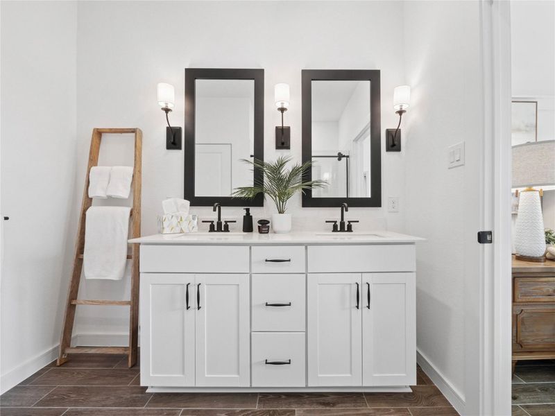 Luxurious primary bath with dual sinks