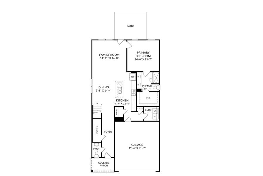 2D floor plan layout of this home in The Mill at Woodcreek Farms, Elgin, SC (Image 3).
