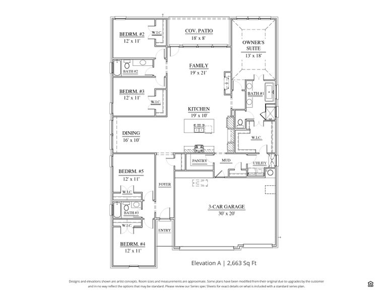 2D floor plan layout for the Mason by Our Country Homes in LeTara, Haslet, TX (Image 3).