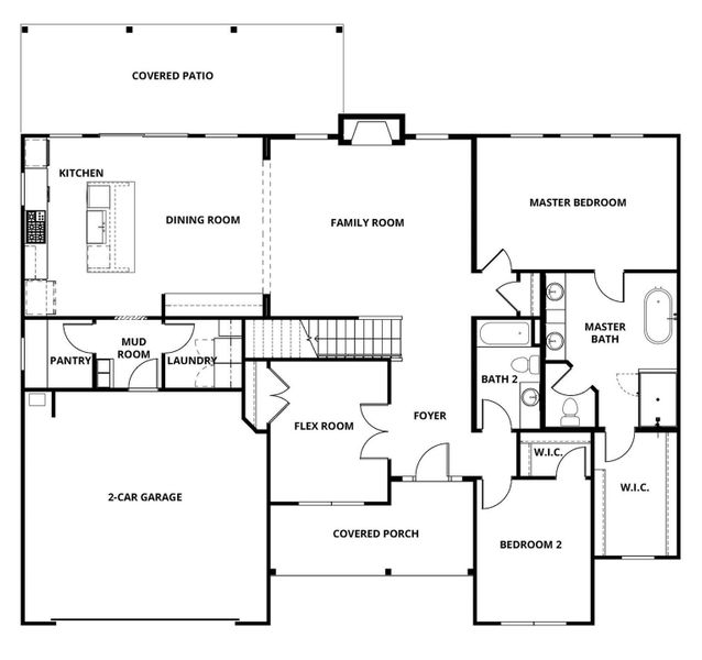 2D floor plan layout of this home in Magnolia Woods - 70', Magnolia, TX (Image 7).