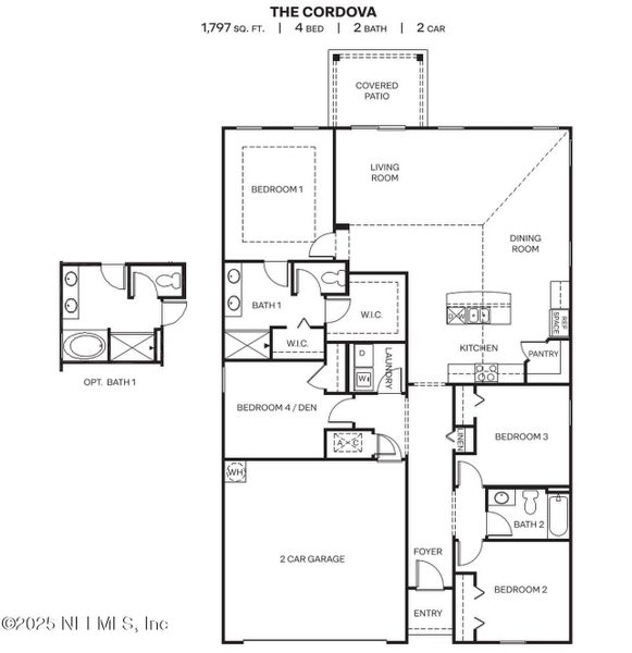 2D floor plan layout of this home in Dorado at Entrada, St. Augustine, FL (Image 3).