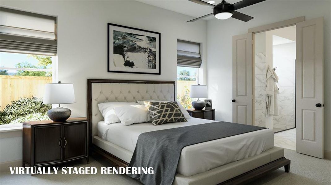 Peaceful and relaxing, this main floor owner's suite is a dream come true! VIRTUALLY STAGED RENDERING Peaceful and relaxing, this main floor owner's suite is a dream come true! VIRTUALLY STAGED RENDERING