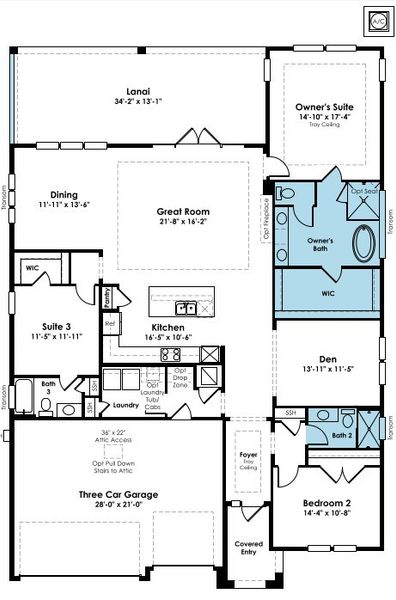 2D floor plan layout of this home in NatureWalk at Watersound Origins, Inlet Beach, FL (Image 5).