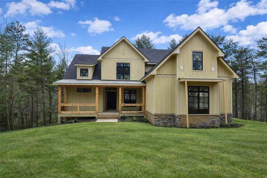 Front exterior of a new home in , Ellijay, GA, highlighting curb appeal (Image 2). Front exterior of a new home in , Ellijay, GA, highlighting curb appeal (Image 2).