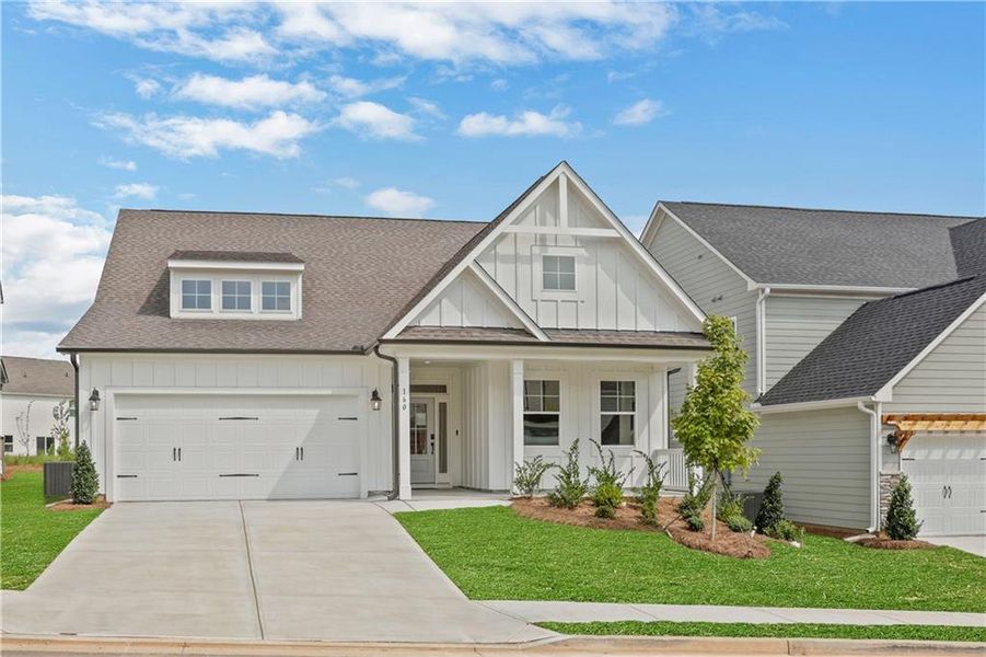 Front exterior of a new home in Twin Lakes, Hoschton, GA, highlighting curb appeal (Image 23).