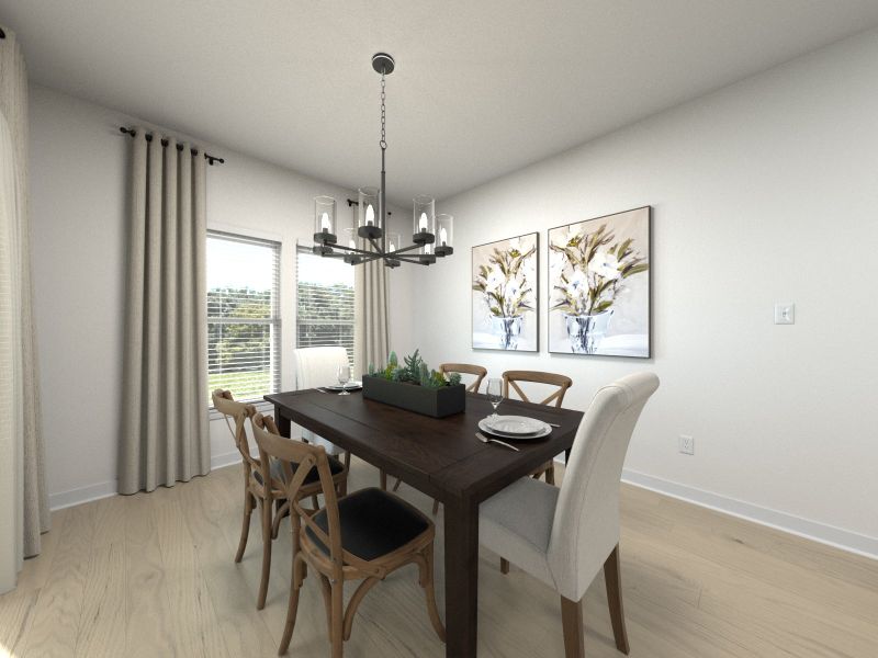 Dining room in the Chandler floorplan at Meritage Homes community.