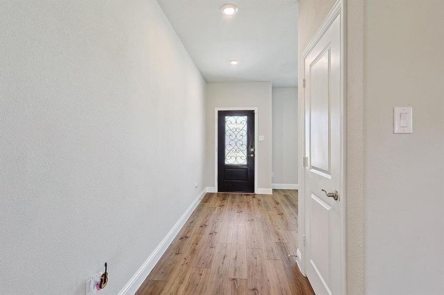 Entryway featuring light wood-type flooring