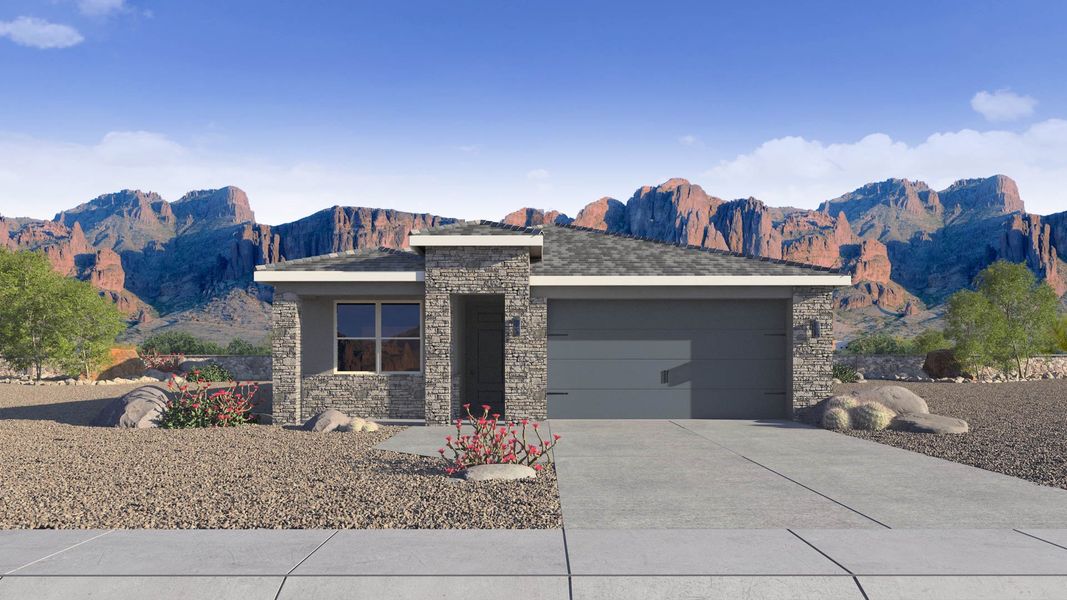 Representative exterior photo of a completed home built from the Mockingbird by D.R. Horton in Apache Farms, Buckeye, AZ (Image 19).