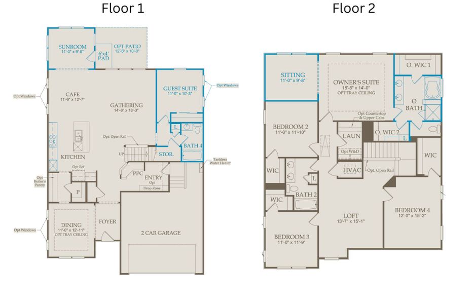 2D floor plan layout of this home in Saunders Farm, Holland, NC (Image 4).