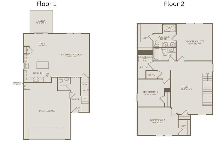 2D floor plan layout of this home in Carpenter Falls, Durham, NC (Image 5).