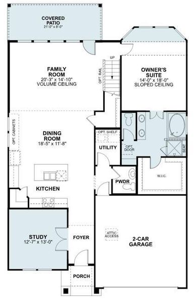 2D floor plan layout of this home in Sorella, Tomball, TX (Image 5).