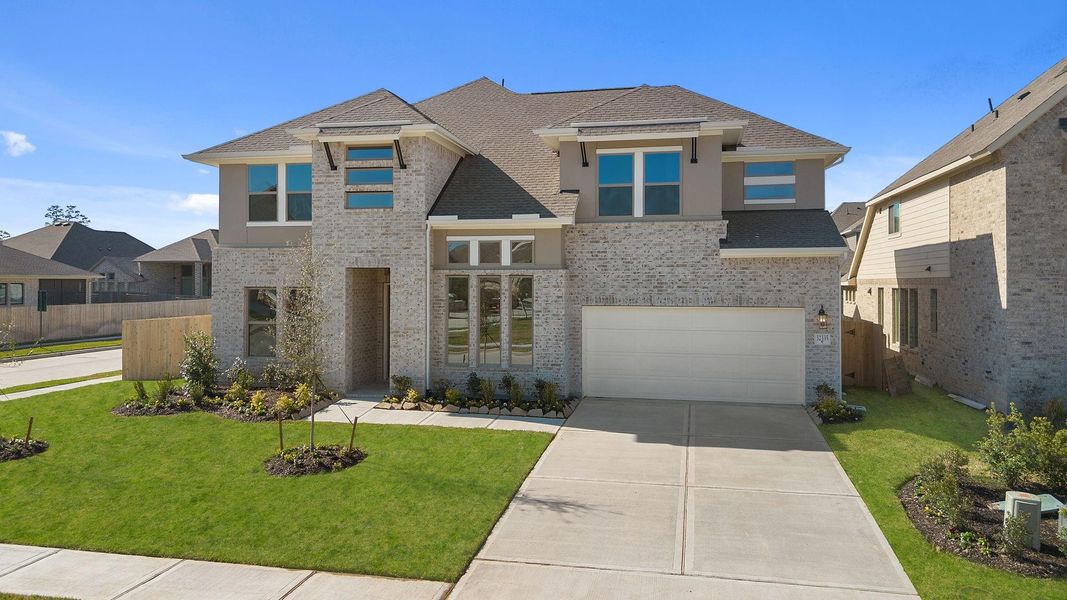 Front exterior of a new home in , Conroe, TX, highlighting curb appeal (Image 21).