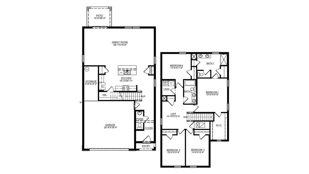 2D floor plan layout of this home in Deerbrook, Land O' Lakes, FL (Image 2).