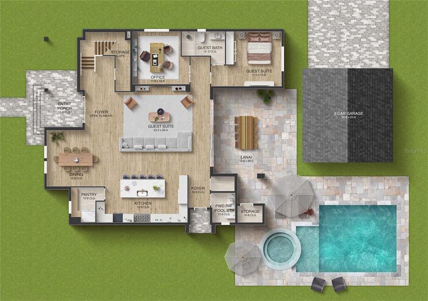 2D floor plan layout of this home in The Grove, Oakland, FL (Image 3). 2D floor plan layout of this home in The Grove, Oakland, FL (Image 3).