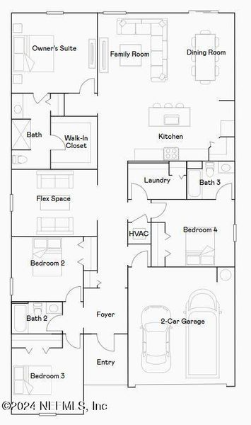 2D floor plan layout of this home in Holstein Crossing, Green Cove Springs, FL (Image 2).