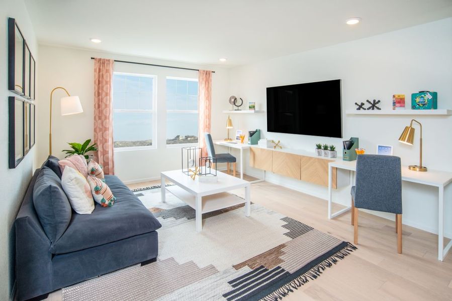 Furnished interior view inside a new home in Terrain Oak Valley, Castle Rock (Image 7). Furnished interior view inside a new home in Terrain Oak Valley, Castle Rock (Image 7).