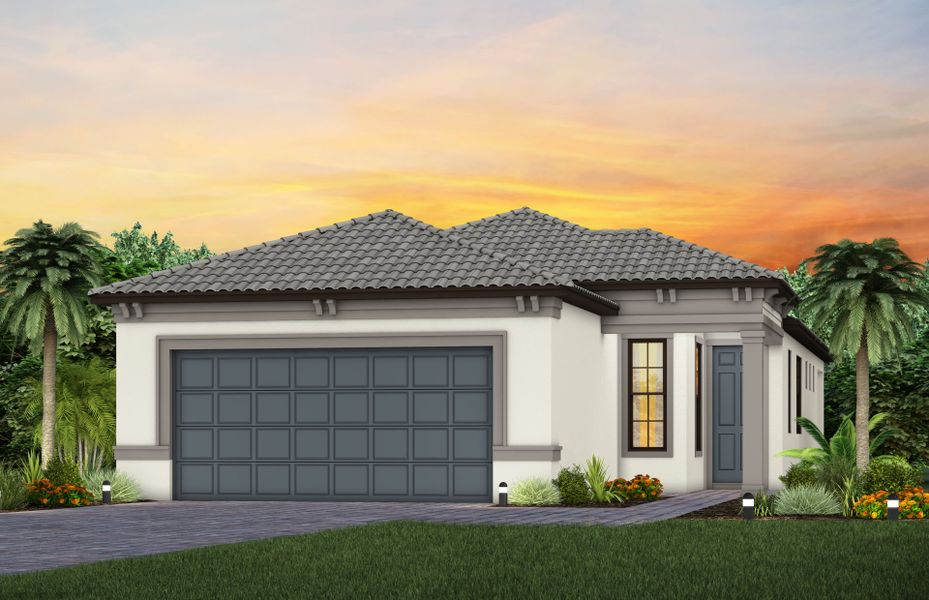 Representative exterior photo of a completed home built from the Flagstone by Del Webb in Del Webb Naples, Ave Maria, FL (Image 14).