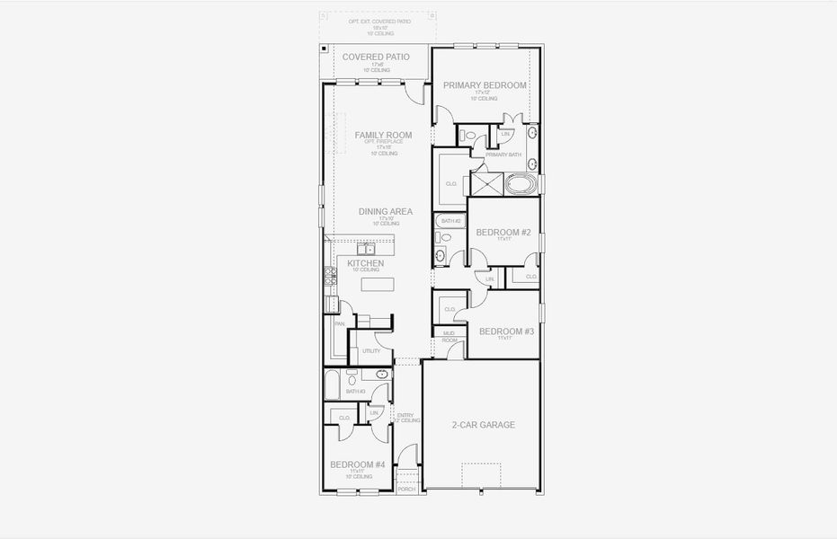 2D floor plan layout for the 1942W by Perry Homes in Meraki 45', Forney, TX (Image 4).