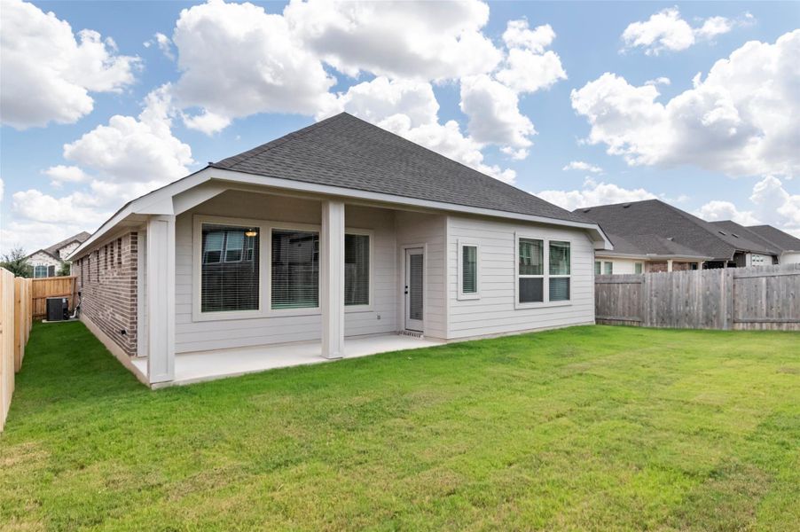Exterior details and patio area of a home in Crosswinds, Kyle (Image 3). Exterior details and patio area of a home in Crosswinds, Kyle (Image 3).