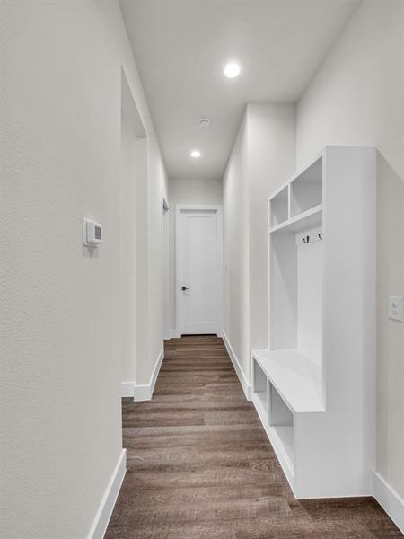 Mudroom featuring hardwood / wood-style flooring