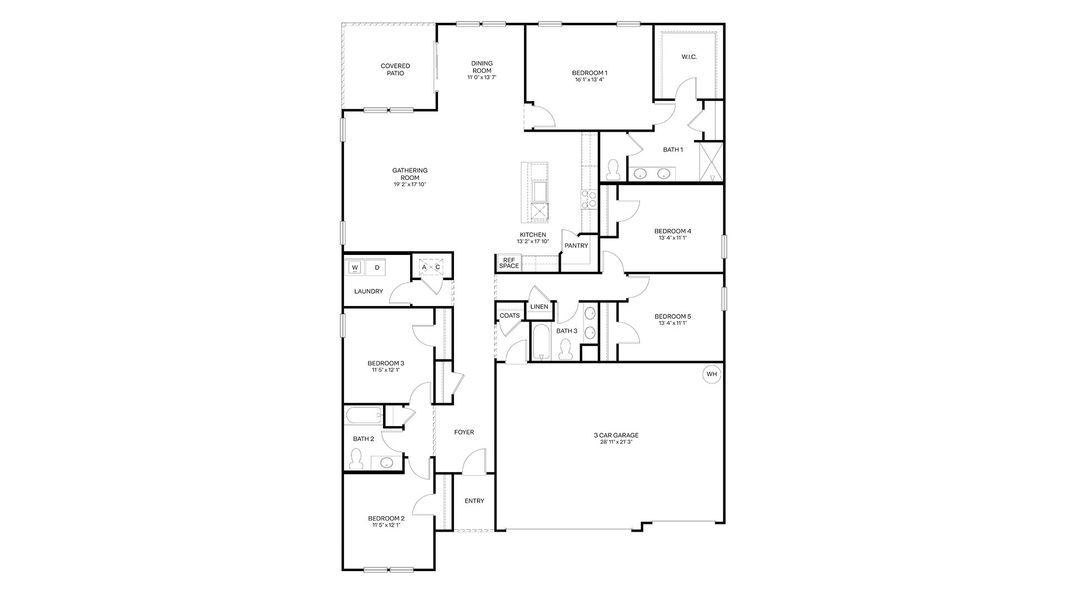 2D floor plan layout for the Covington by D.R. Horton in Sawmill Branch Express, Palm Coast, FL (Image 4).