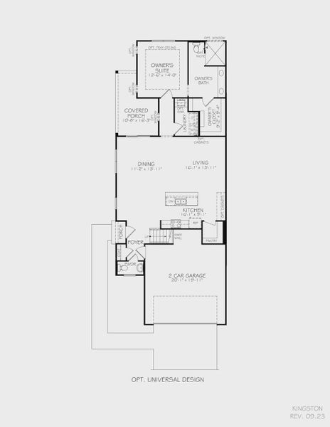 2D floor plan layout for the Kingston by Epcon Communities in The Courtyards at Oak Grove, Durham, NC (Image 17).