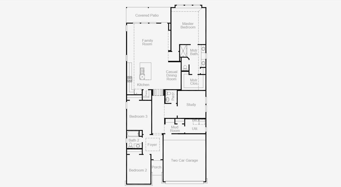 2D floor plan layout for the Parker (1975-CV-35) by Coventry Homes in Davis Ranch, San Antonio, TX (Image 1).