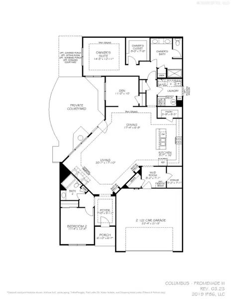 2D floor plan layout for the Promenade by Epcon Communities in The Grove at Haven Hill, Lenoir City, TN (Image 4). 2D floor plan layout for the Promenade by Epcon Communities in The Grove at Haven Hill, Lenoir City, TN (Image 4).